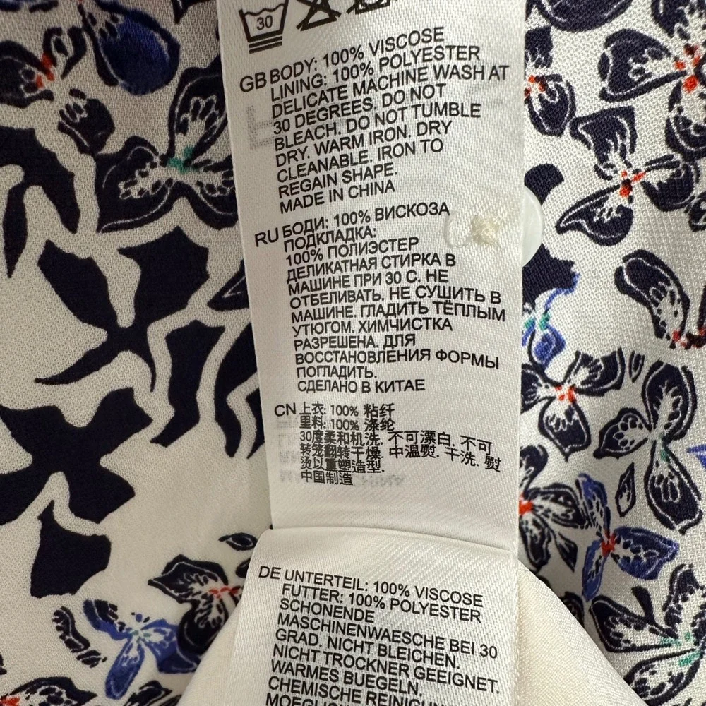 Reiss Livia Mosaic Print Split Midi Dress Floral Blue White Navy 7 - Picture 12 of 12